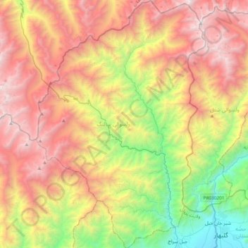 Carte topographique ولسوالی سالنگ, altitude, relief