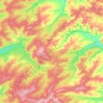 Carte topographique Ибресинский муниципальный округ, altitude, relief