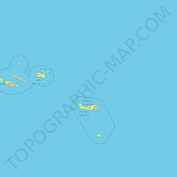 Carte topographique Azores, altitude, relief