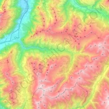 Carte topographique Plessur, altitude, relief