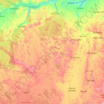 Carte topographique Rio Xingu, altitude, relief