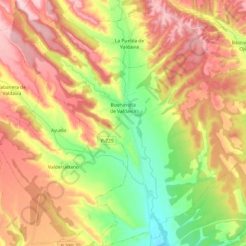 Carte topographique Buenavista de Valdavia, altitude, relief