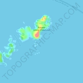 Carte topographique Mokohinau Islands, altitude, relief