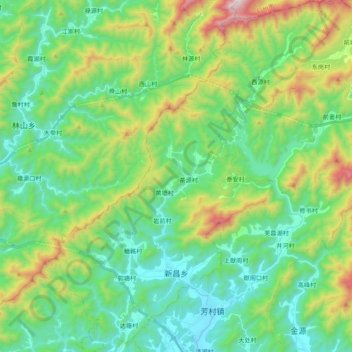 Carte topographique 新昌乡, altitude, relief