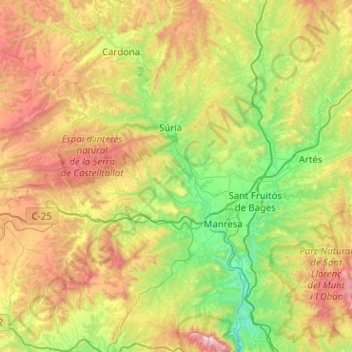 Carte topographique Bages, altitude, relief