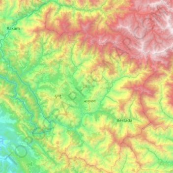 Carte topographique Dailekh, altitude, relief