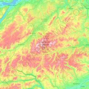 Carte topographique Cairngorms National Park, altitude, relief