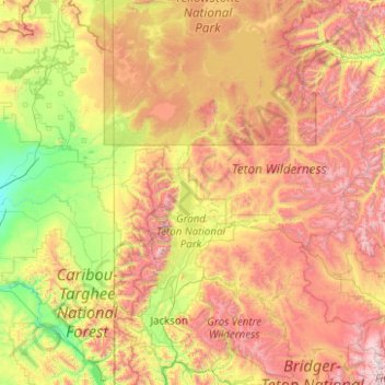 Carte topographique Teton County, altitude, relief