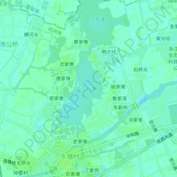 Carte topographique 三白潭, altitude, relief