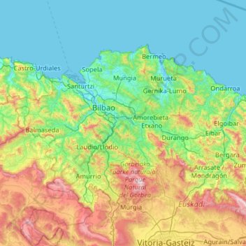 Carte topographique Vizcaya, altitude, relief