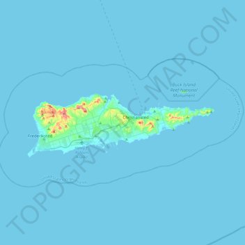 Carte topographique Saint Croix District, altitude, relief