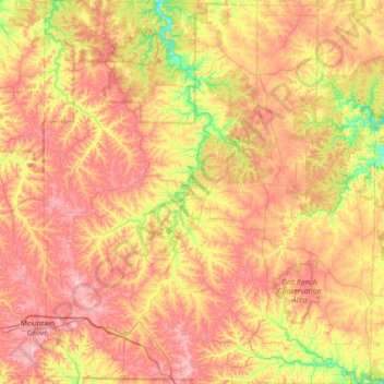 Carte topographique Texas County, altitude, relief