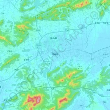 Carte topographique 环峰镇, altitude, relief