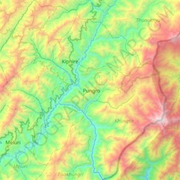 Carte topographique Kiphire, altitude, relief