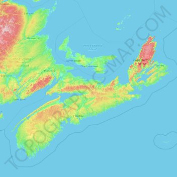 Carte topographique Nova Scotia, altitude, relief