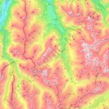 Carte topographique Surses, altitude, relief