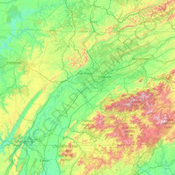 Carte topographique Cherokee National Forest, altitude, relief