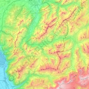 Carte topographique District de la Riviera-Pays-d’Enhaut, altitude, relief