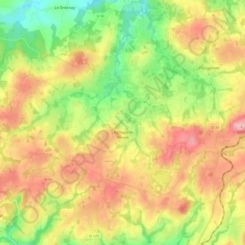 Carte topographique La Chapelle-Neuve, altitude, relief