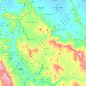 Carte topographique Commune Sainte-Suzanne, altitude, relief