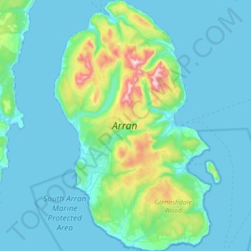 Carte topographique Isle of Arran, altitude, relief
