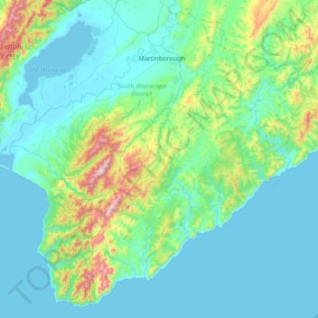 Carte topographique Martinborough Community, altitude, relief