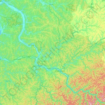Carte topographique Kanawha River, altitude, relief