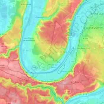 Carte topographique 76530, altitude, relief