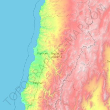 Carte topographique Región de Atacama, altitude, relief