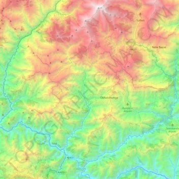 Carte topographique Okhaldhunga, altitude, relief