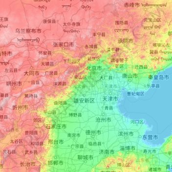 Carte topographique 河北省, altitude, relief