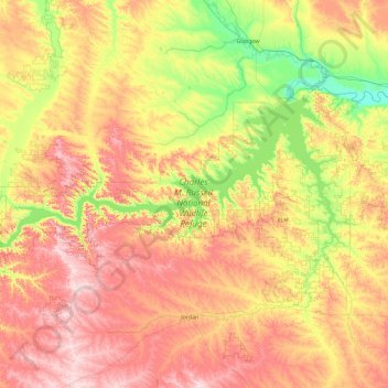 Carte topographique Fort Peck Lake, altitude, relief