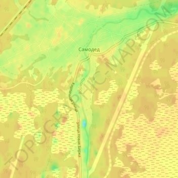 Carte topographique Самодед, altitude, relief