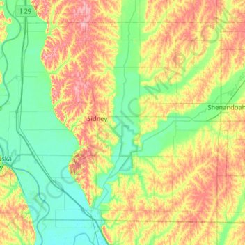 Carte topographique Fremont County, altitude, relief