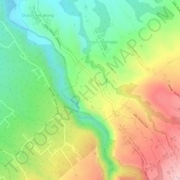 Carte topographique Dusun Lokok Senggol, altitude, relief