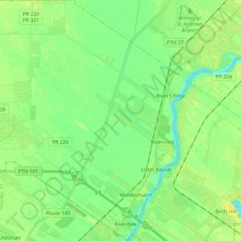 Carte topographique Rural Municipality of West St. Paul, altitude, relief