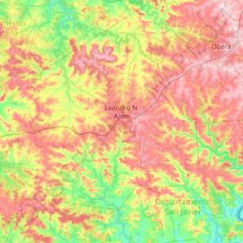 Carte topographique Departamento Leandro N. Alem, altitude, relief