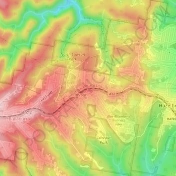 Carte topographique Lawson, altitude, relief