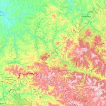 Carte topographique Charyshsky District, altitude, relief