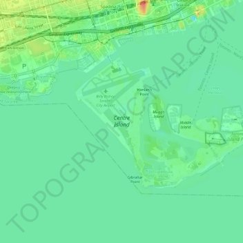 Carte topographique Toronto Island, altitude, relief