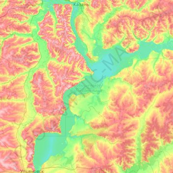 Carte topographique Kuibyschewer Stausee, altitude, relief
