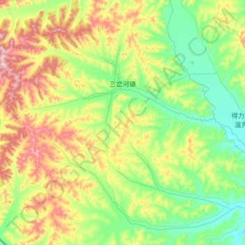 Carte topographique 三岔河镇, altitude, relief