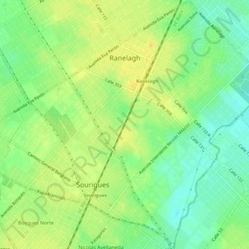 Carte topographique Ranelagh, altitude, relief