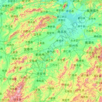 Carte topographique 赣江, altitude, relief