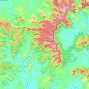 Carte topographique Border Ranges National Park, altitude, relief