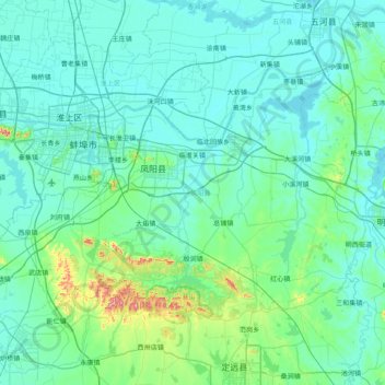 Carte topographique 凤阳县, altitude, relief