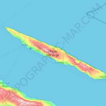 Carte topographique Ilha de São Jorge, altitude, relief