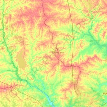 Carte topographique Fairfield County, altitude, relief
