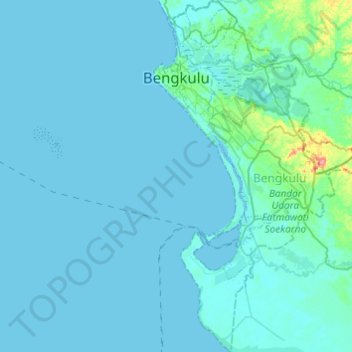 Carte topographique Bengkulu, altitude, relief