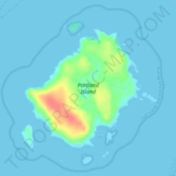 Carte topographique Portland Island, altitude, relief